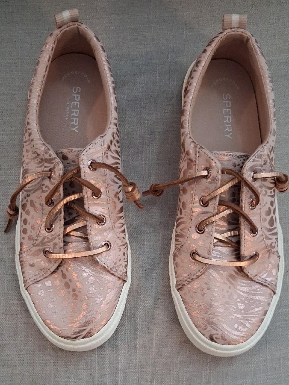 Sperry Rose Gold Printed Sneakers, Size 9